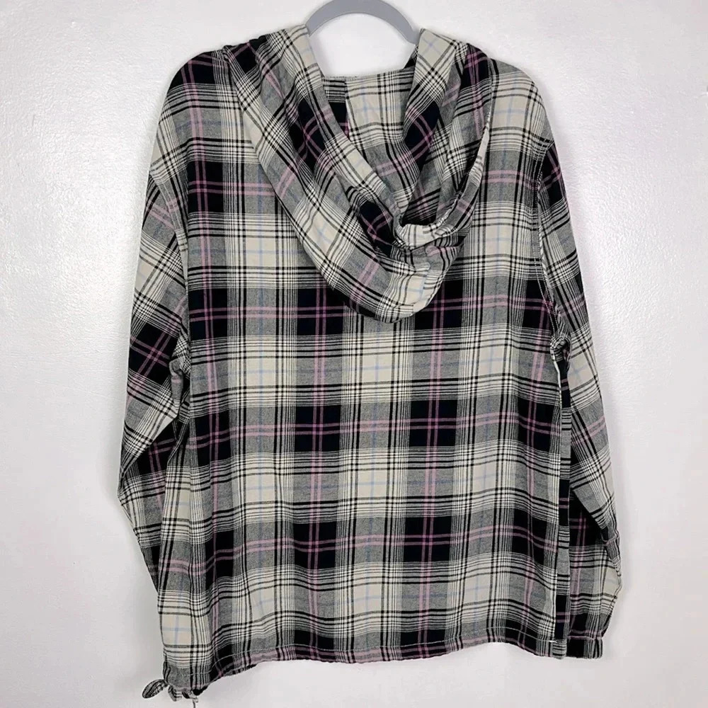 Urban Outfitters Mens Medium Hoodie Flannel‎ Scotch Plaid Shirt - Picture 2 of 9